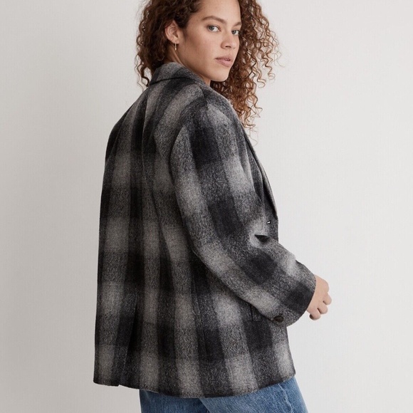 New MADEWELL The Oversized Dorset Blazer in Buffalo Check Boiled Wool - Picture 4 of 7
